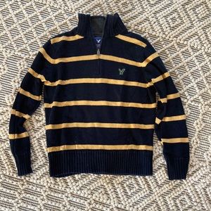 AMERICAN EAGLE Navy Blue & Gold Pullover Knit Sweater Men’s Large